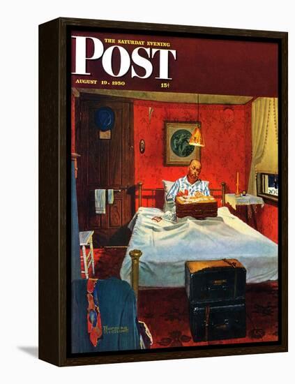 "Solitaire" Saturday Evening Post Cover, August 19,1950-Norman Rockwell-Framed Premier Image Canvas