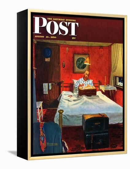 "Solitaire" Saturday Evening Post Cover, August 19,1950-Norman Rockwell-Framed Premier Image Canvas