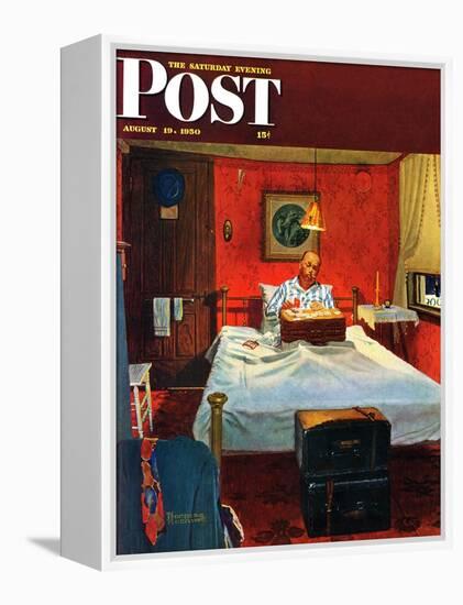 "Solitaire" Saturday Evening Post Cover, August 19,1950-Norman Rockwell-Framed Premier Image Canvas