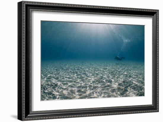 Solitary Scuba Diver in Shallow Sandy Bay, with Sun Beams, Naama Bay-Mark Doherty-Framed Photographic Print