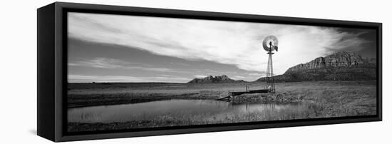 Solitary Windmill Near a Pond, U.S. Route 89, Utah, USA-null-Framed Stretched Canvas