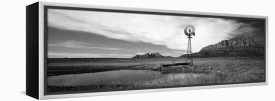 Solitary Windmill Near a Pond, U.S. Route 89, Utah, USA-null-Framed Stretched Canvas