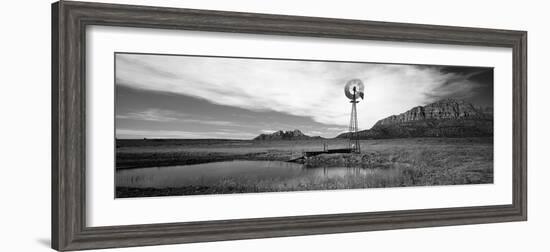 Solitary Windmill Near a Pond, U.S. Route 89, Utah, USA-null-Framed Photographic Print