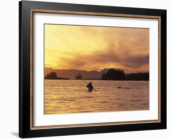 Solo Kayaker Enjoys Sunset, Ketchikan, Alaska, USA-Howie Garber-Framed Photographic Print