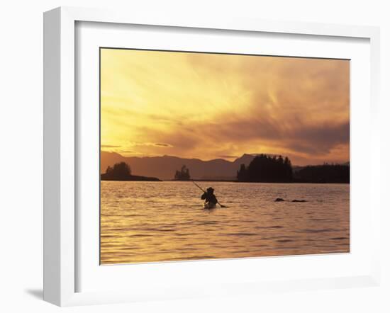 Solo Kayaker Enjoys Sunset, Ketchikan, Alaska, USA-Howie Garber-Framed Photographic Print