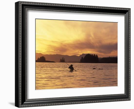 Solo Kayaker Enjoys Sunset, Ketchikan, Alaska, USA-Howie Garber-Framed Photographic Print