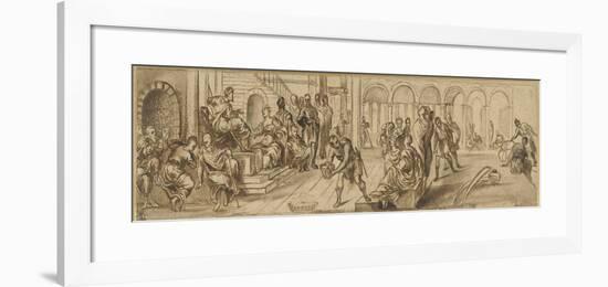 Solomon and the queen of Sheba, c.1600-Jacopo Robusti Tintoretto-Framed Giclee Print