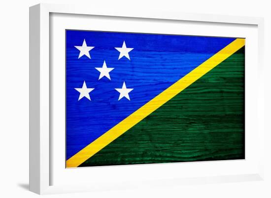 Solomon Islands Flag Design with Wood Patterning - Flags of the World Series-Philippe Hugonnard-Framed Art Print