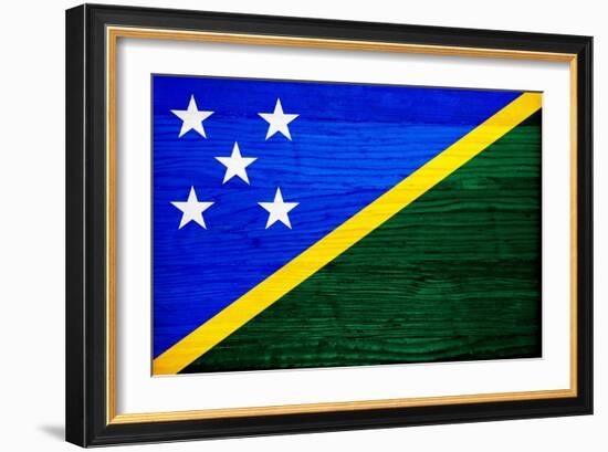 Solomon Islands Flag Design with Wood Patterning - Flags of the World Series-Philippe Hugonnard-Framed Art Print