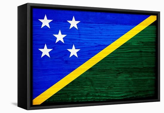 Solomon Islands Flag Design with Wood Patterning - Flags of the World Series-Philippe Hugonnard-Framed Stretched Canvas