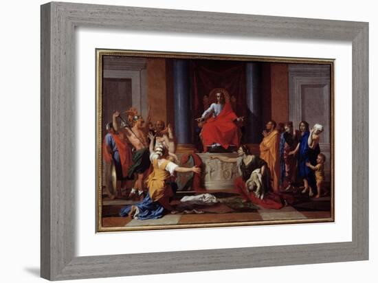 Solomon's Judgment Two Women Pretend to Be the Mother of the Same Child, 1649 (Oil on Canvas)-Nicolas Poussin-Framed Giclee Print