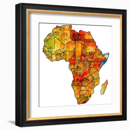 Somalia on Actual Map of Africa-michal812-Framed Art Print