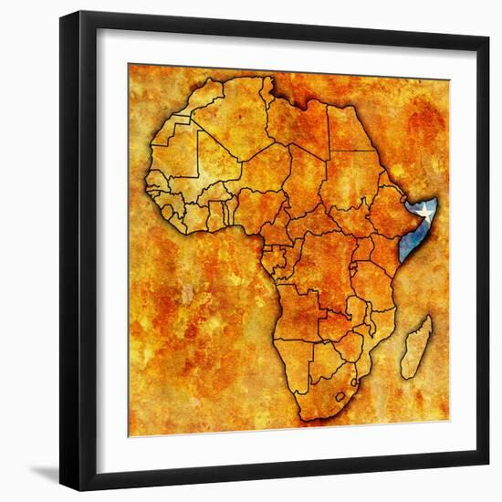 Somalia on Actual Map of Africa-michal812-Framed Premium Giclee Print