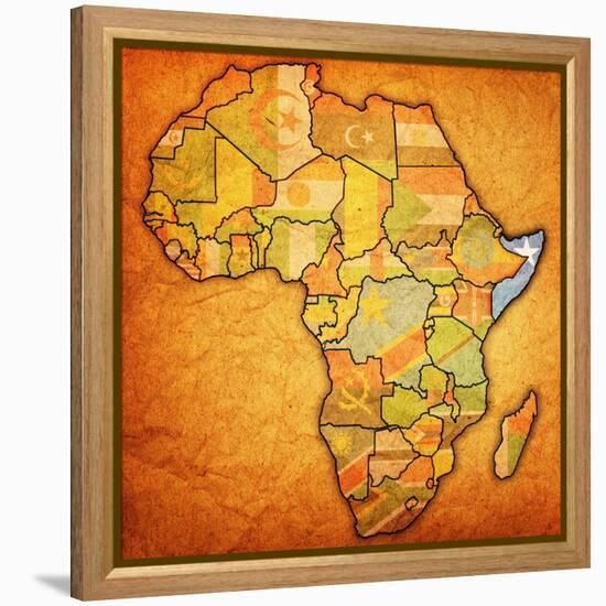 Somalia on Actual Map of Africa-michal812-Framed Stretched Canvas