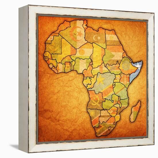 Somalia on Actual Map of Africa-michal812-Framed Stretched Canvas