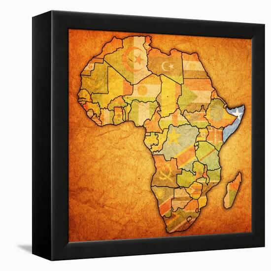 Somalia on Actual Map of Africa-michal812-Framed Stretched Canvas