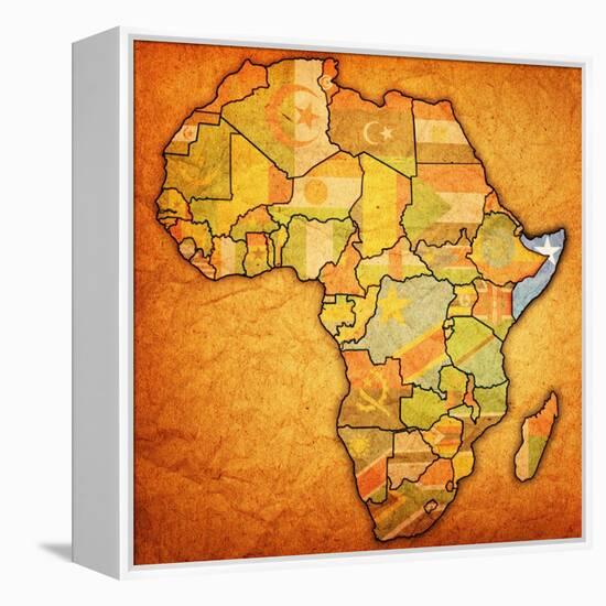 Somalia on Actual Map of Africa-michal812-Framed Stretched Canvas