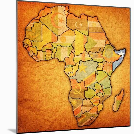 Somalia on Actual Map of Africa-michal812-Mounted Art Print