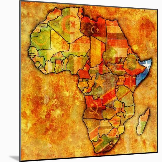 Somalia on Actual Map of Africa-michal812-Mounted Art Print