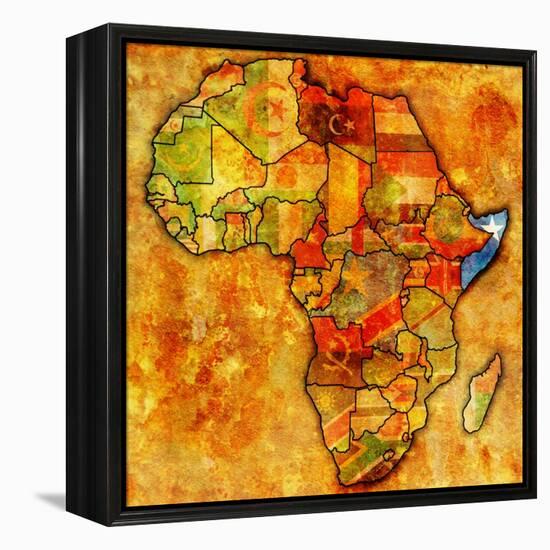 Somalia on Actual Map of Africa-michal812-Framed Stretched Canvas