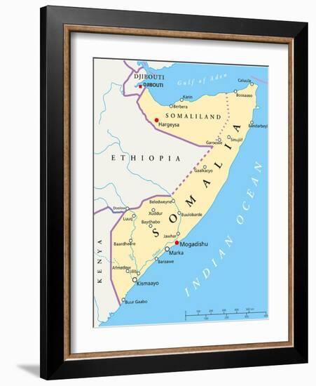 Somalia Political Map-Peter Hermes Furian-Framed Art Print