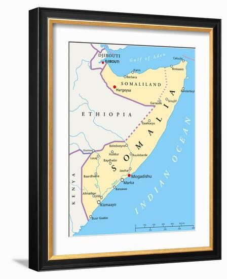 Somalia Political Map-Peter Hermes Furian-Framed Art Print