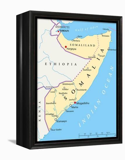 Somalia Political Map-Peter Hermes Furian-Framed Stretched Canvas