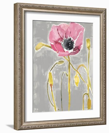 Somber Poppy 3 - Gray-Megan Swartz-Framed Art Print