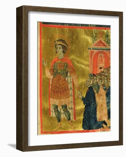 Some Brothers Praying to St. Theodore, from a Mariegola, 1350-Italian School-Framed Giclee Print