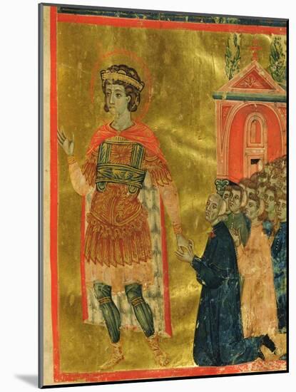 Some Brothers Praying to St. Theodore, from a Mariegola, 1350-Italian School-Mounted Giclee Print