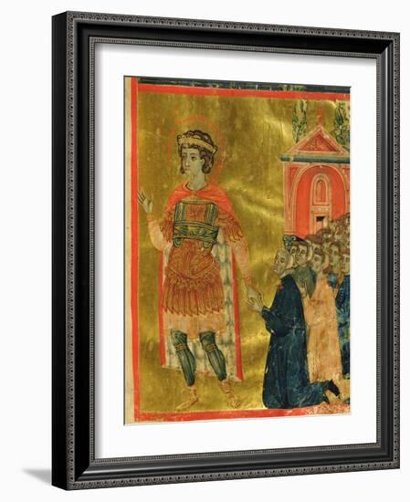 Some Brothers Praying to St. Theodore, from a Mariegola, 1350-Italian School-Framed Giclee Print