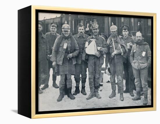 Some cheerful wounded from the Neuve Chapelle fighting, wearing captured German helmets, 1915-Unknown-Framed Premier Image Canvas