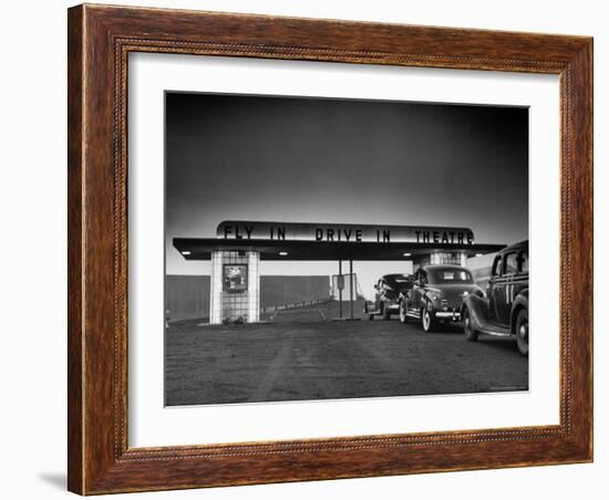 Some Customers Arriving by Car at Area Fly in Drive in Theater-Martha Holmes-Framed Photographic Print