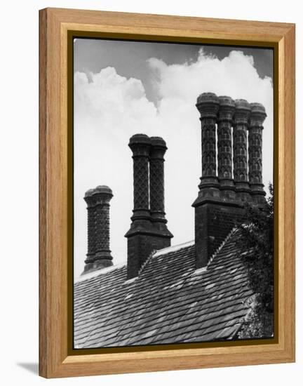 Some Fine Tudor Chimneys at Bramhall Hall, Cheshire, England-null-Framed Premier Image Canvas