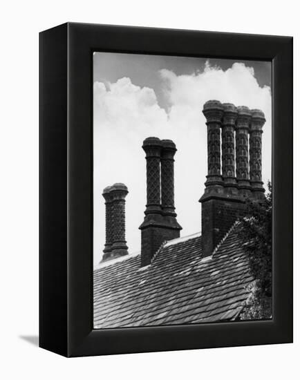 Some Fine Tudor Chimneys at Bramhall Hall, Cheshire, England-null-Framed Premier Image Canvas