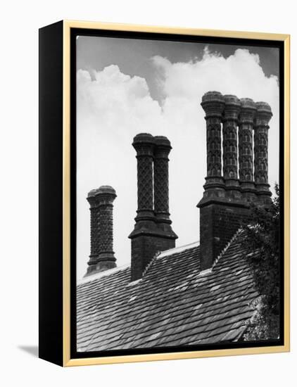 Some Fine Tudor Chimneys at Bramhall Hall, Cheshire, England-null-Framed Premier Image Canvas