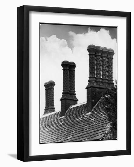 Some Fine Tudor Chimneys at Bramhall Hall, Cheshire, England-null-Framed Photographic Print
