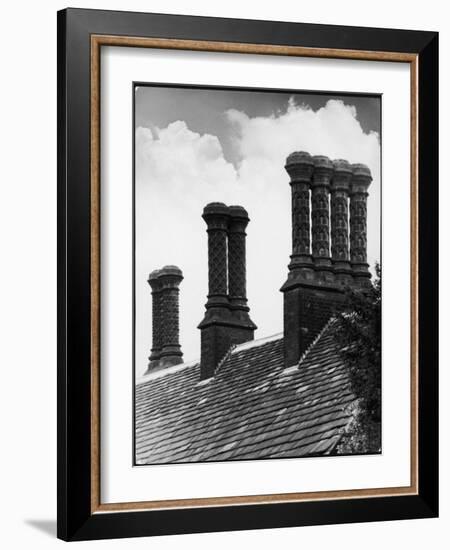 Some Fine Tudor Chimneys at Bramhall Hall, Cheshire, England-null-Framed Photographic Print