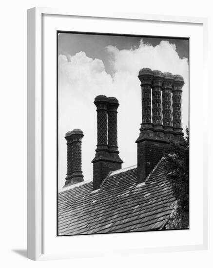 Some Fine Tudor Chimneys at Bramhall Hall, Cheshire, England-null-Framed Photographic Print