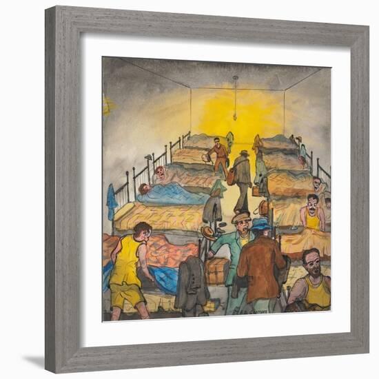 Some Men Looking for Bed Bugs before Crawling into Bed-Ronald Ginther-Framed Giclee Print