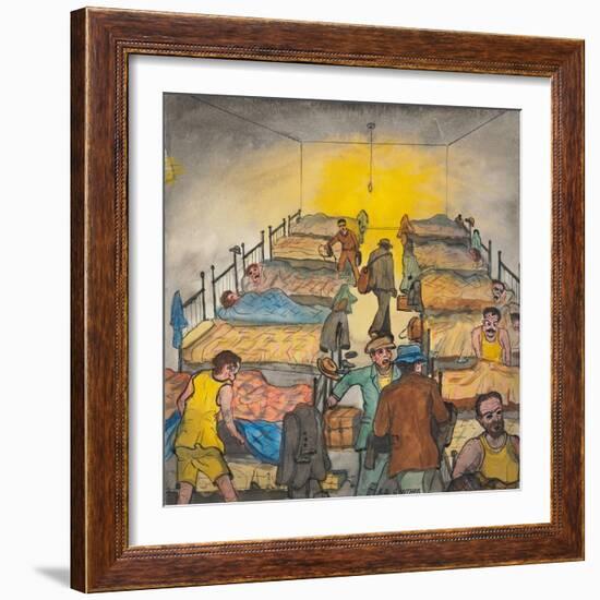 Some Men Looking for Bed Bugs before Crawling into Bed-Ronald Ginther-Framed Giclee Print