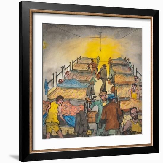 Some Men Looking for Bed Bugs before Crawling into Bed-Ronald Ginther-Framed Giclee Print