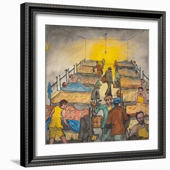 Some Men Looking for Bed Bugs before Crawling into Bed-Ronald Ginther-Framed Giclee Print