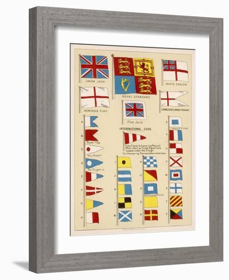 Some of the Signal Flags of Royal Navy Including the Royal Standard White Ensign Union Jack-null-Framed Photographic Print