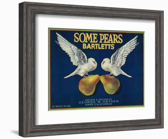 Some Pears Pear Crate Label - Napa, CA-Lantern Press-Framed Art Print