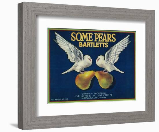 Some Pears Pear Crate Label - Napa, CA-Lantern Press-Framed Art Print