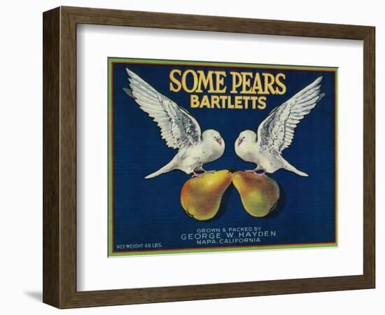 Some Pears Pear Crate Label - Napa, CA-Lantern Press-Framed Art Print