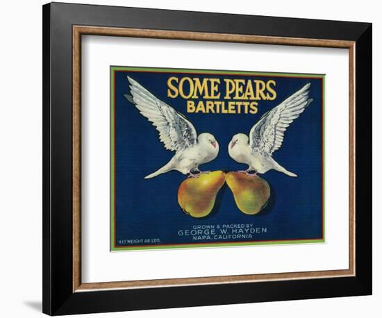 Some Pears Pear Crate Label - Napa, CA-Lantern Press-Framed Art Print