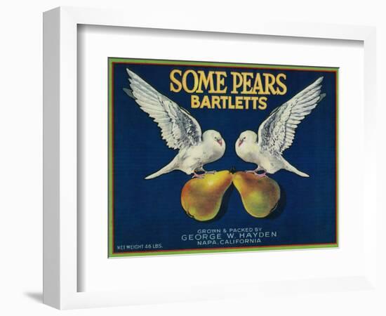 Some Pears Pear Crate Label - Napa, CA-Lantern Press-Framed Art Print