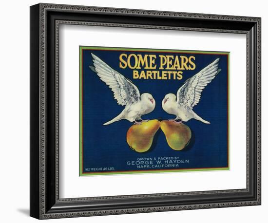 Some Pears Pear Crate Label - Napa, CA-Lantern Press-Framed Art Print